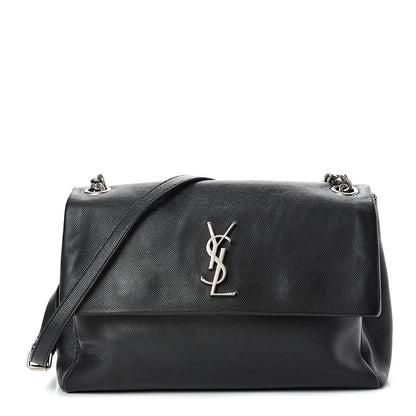 Saint Laurent Grain De Poudre Medium West Hollywood Monogram Fold-Over Black 1 of 10