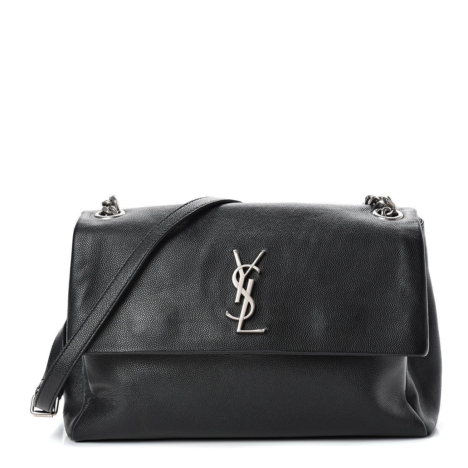 Saint Laurent Grain De Poudre Medium West Hollywood Monogram Fold-Over Black 1 of 10