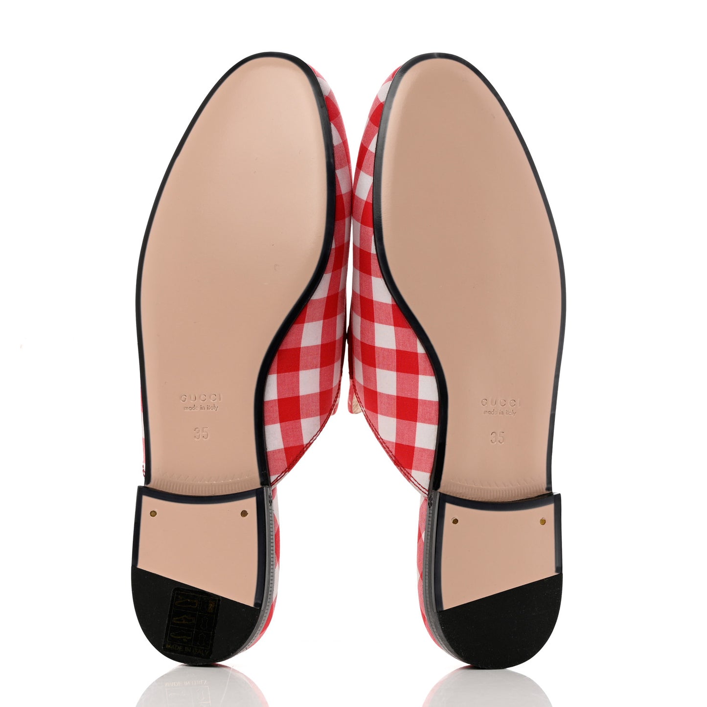 Cotton Gingham Womens Princetown Slippers 35 White Red