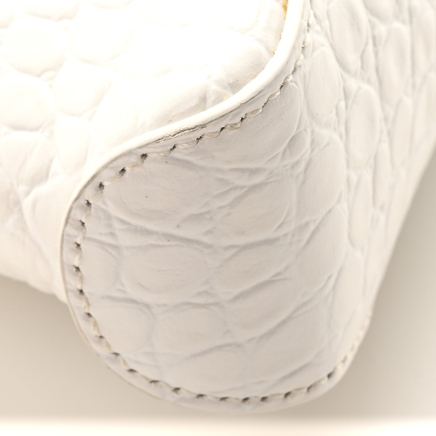 Balenciaga Shiny Super Supple Calfskin Crocodile Embossed Small XX Flap Stretch Bag White 8 of 9