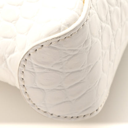 Balenciaga Shiny Super Supple Calfskin Crocodile Embossed Small XX Flap Stretch Bag White 8 of 9