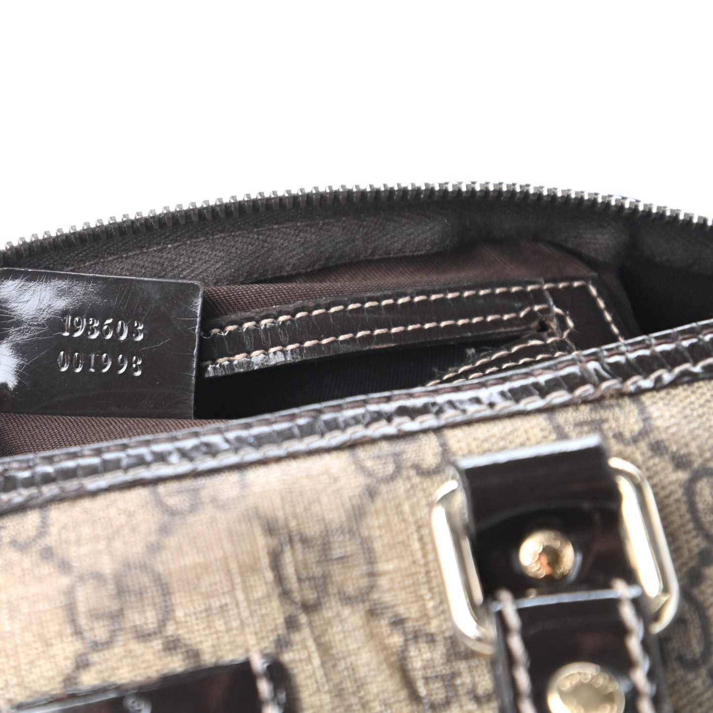 GG Plus Monogram Medium Joy Boston Dark Brown