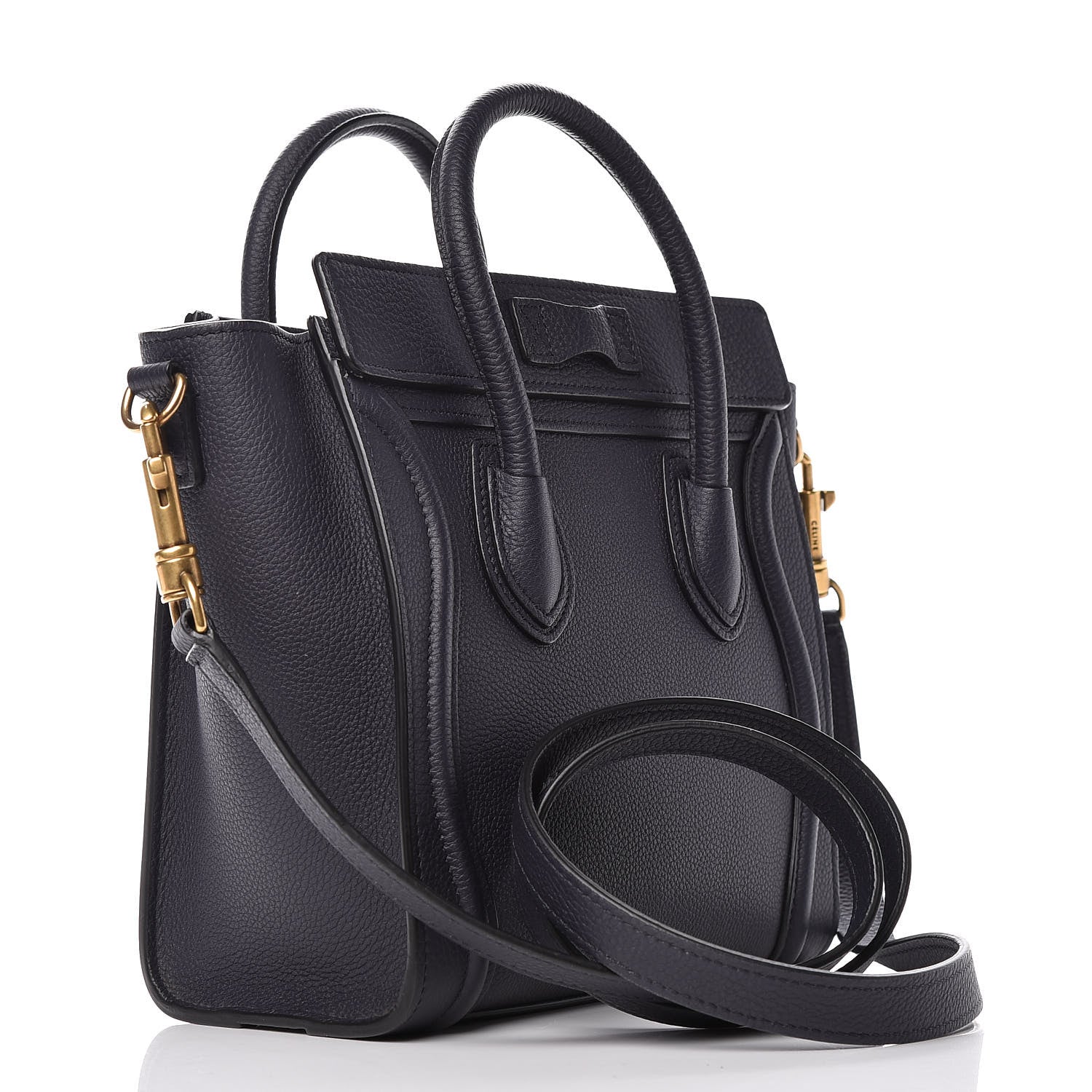 Celine Drummed Calfskin Nano Luggage Navy Blue 3 of 9