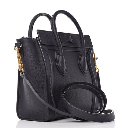 Celine Drummed Calfskin Nano Luggage Navy Blue 3 of 9