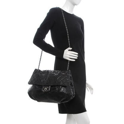 Chanel Crumpled Caviar Quilted Maxi Elastic Flap Black 2 of 7