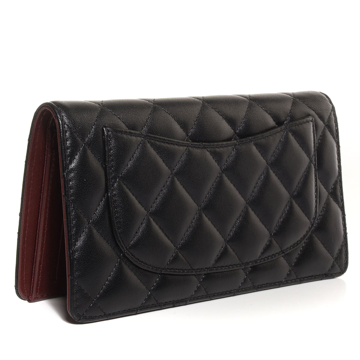 Lambskin Quilted Yen Wallet Black