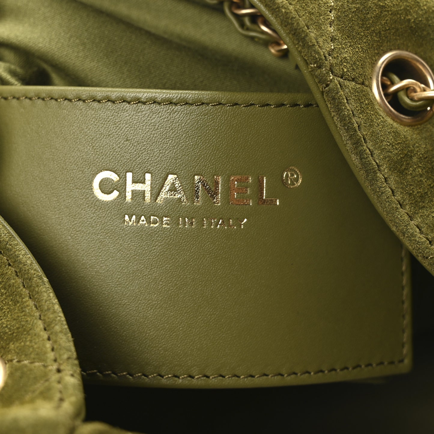 Suede Quilted Medium Chanel 25 Handbag Khaki