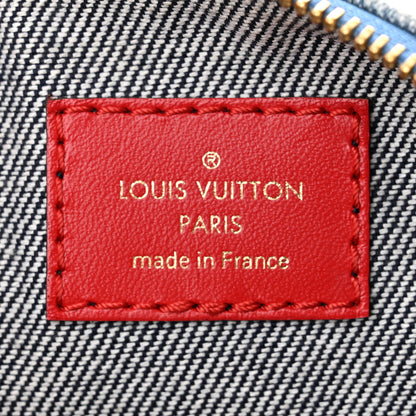 Louis Vuitton Denim Damier Monogram Patchwork Multi Pochette Accessories Blue Rouge 7 of 11