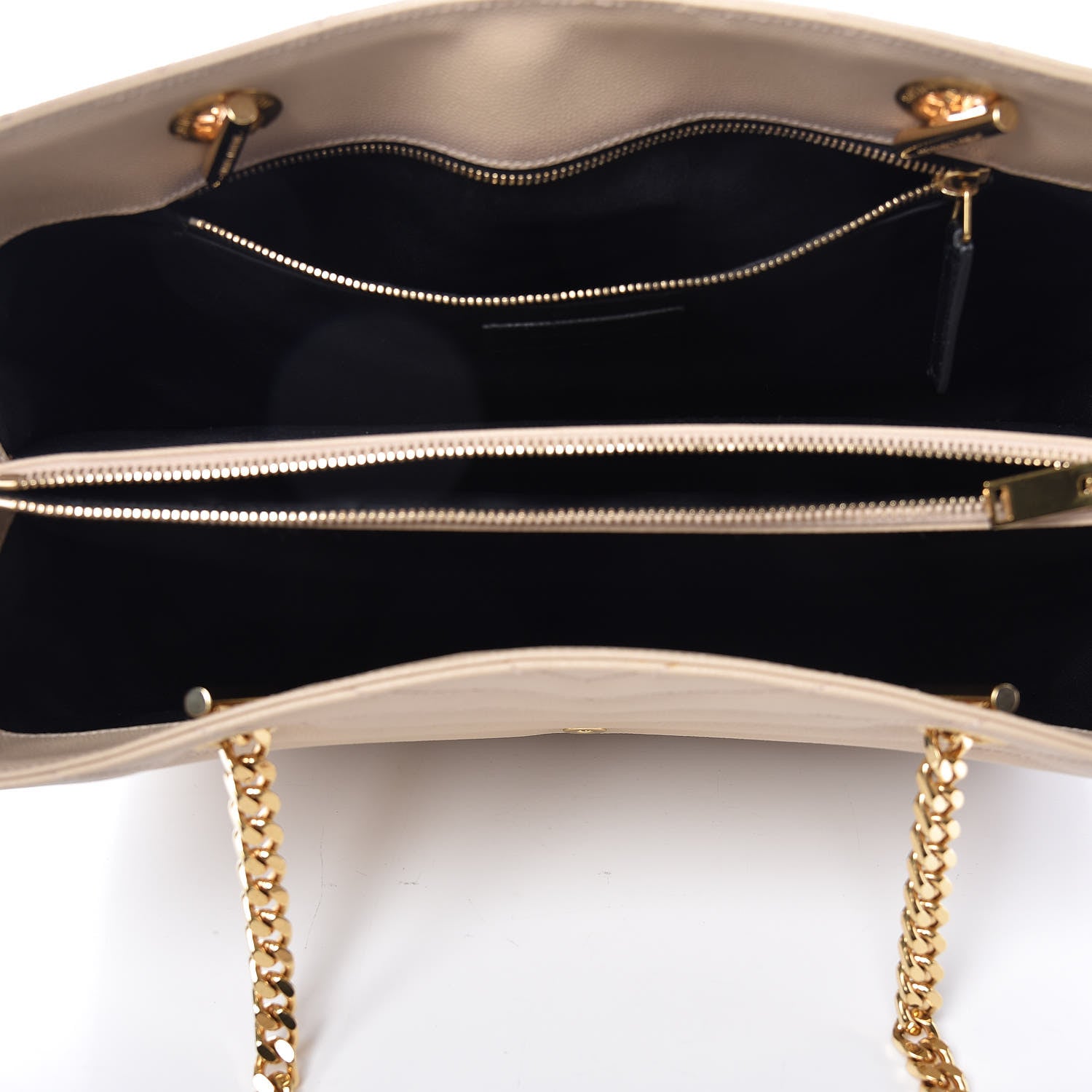 Saint Laurent Grain De Poudre Matelasse Chevron Monogram Shopping Bag Nude Powder 5 of 12