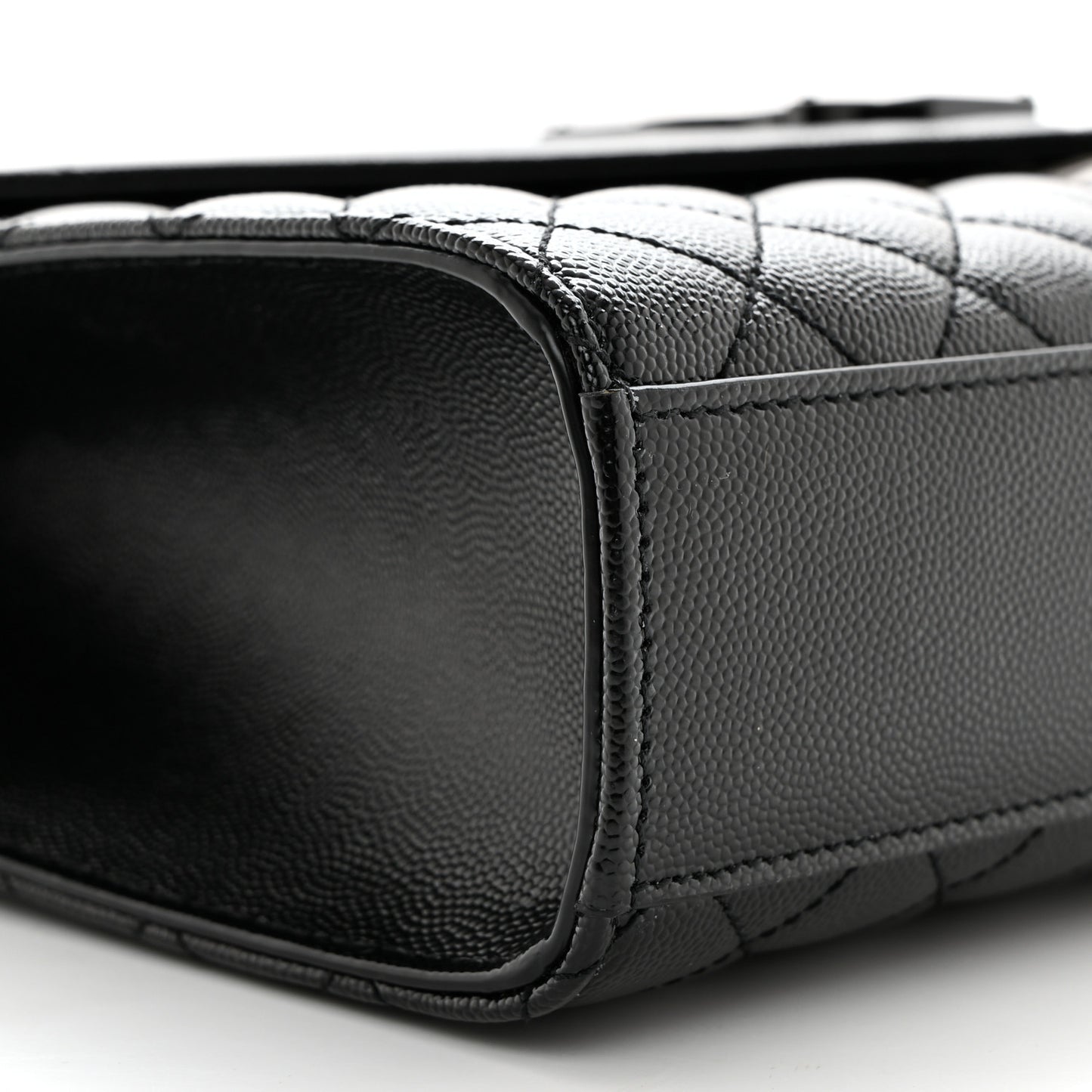Grain De Poudre Textured Mixed Matelasse Large Triquilt Monogram Monochrome Satchel Black