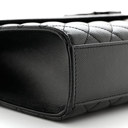 Saint Laurent Grain De Poudre Textured Mixed Matelasse Large Triquilt Monogram Monochrome Satchel Black 9 of 10