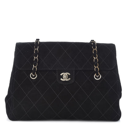 Chanel Suede Diamond Stitched Flap Bag Black 1 of 9