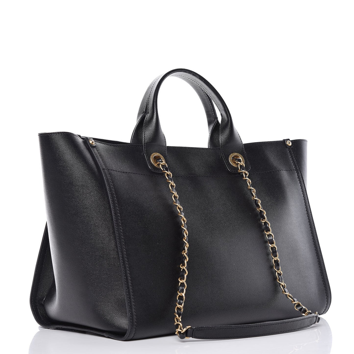 Caviar Medium Studded Deauville Tote Black