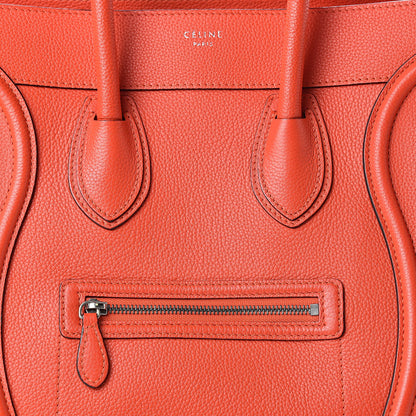 Celine Drummed Calfskin Mini Luggage Vermillion 9 of 12