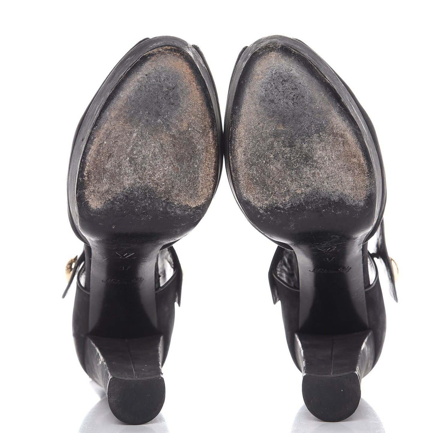 Suede Peep Toe Mary Jane Pumps 37 Black