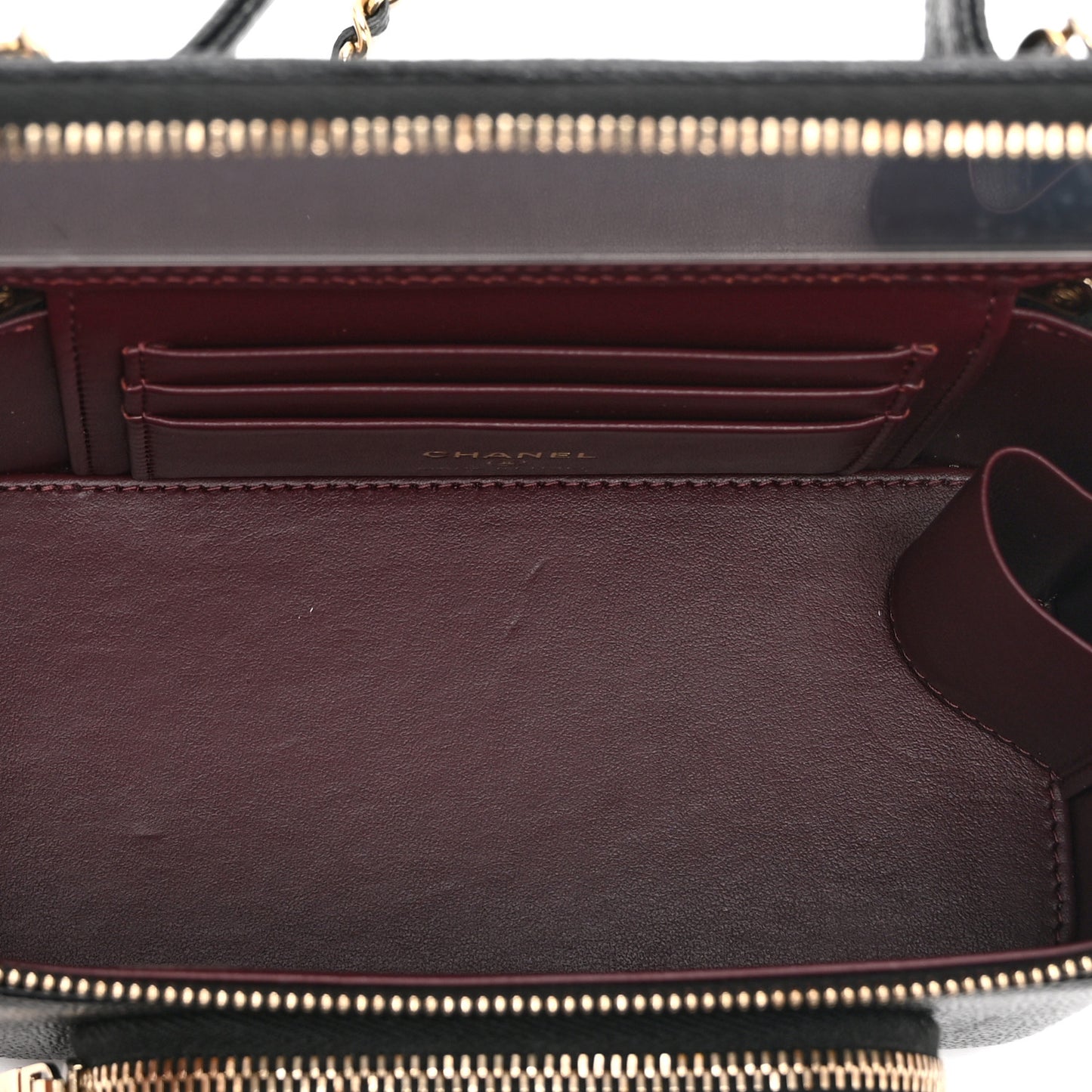 Caviar Quilted Top Handle Pocket Vanity Case Black