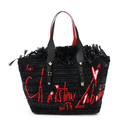 Christian Louboutin Raffia Medium Frangibus Starlight Tote Black 1 of 12