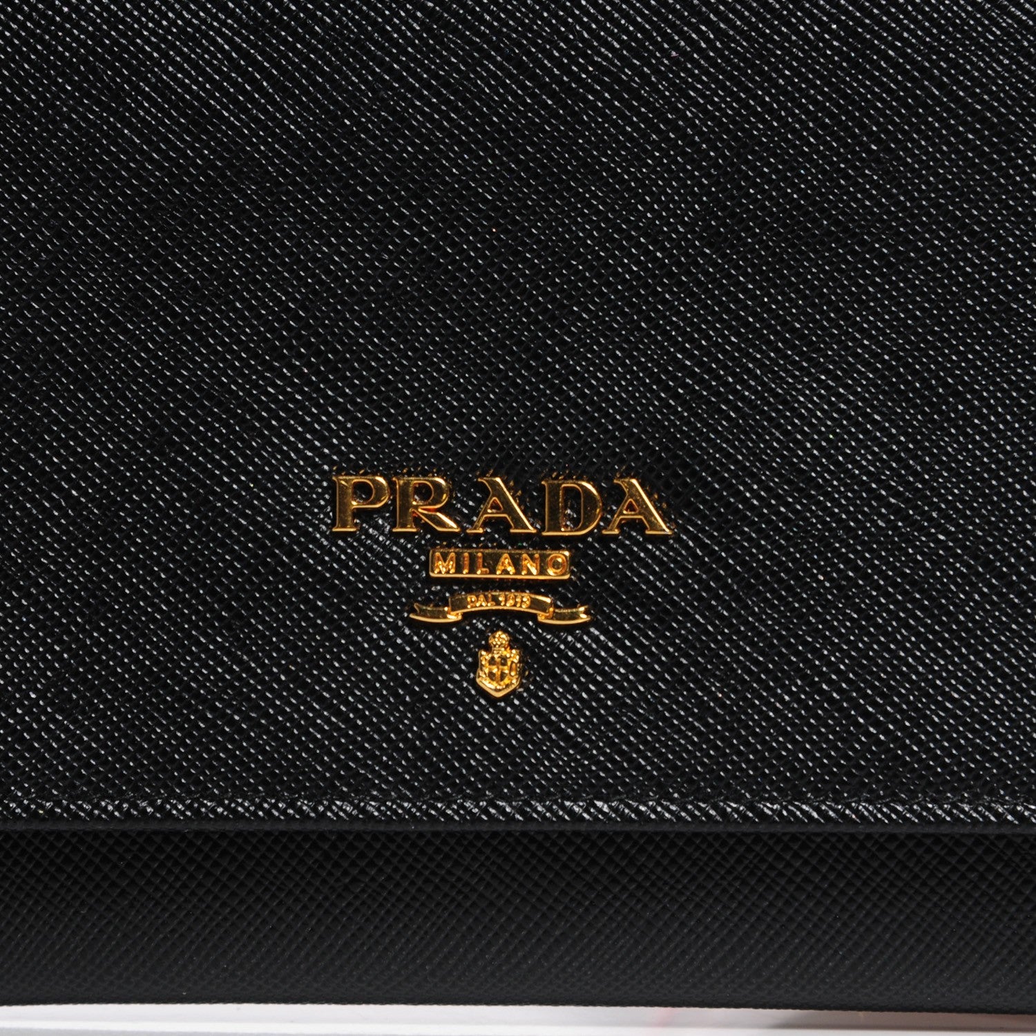 Prada Saffiano Metal Oro Chain Wallet Nero Black 6 of 9