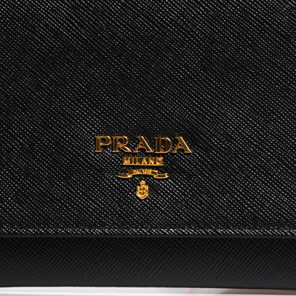 Prada Saffiano Metal Oro Chain Wallet Nero Black 6 of 9