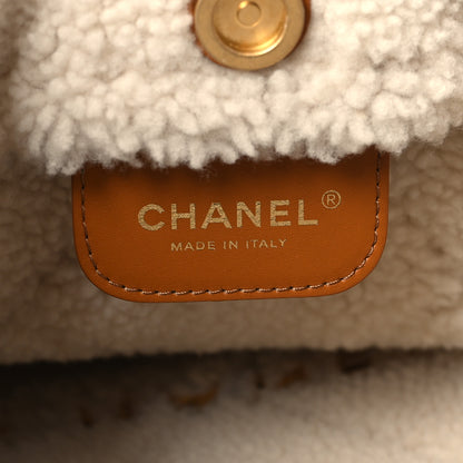 Chanel Suede Shearling Quilted Small Chanel 22 Brown White 7 of 13