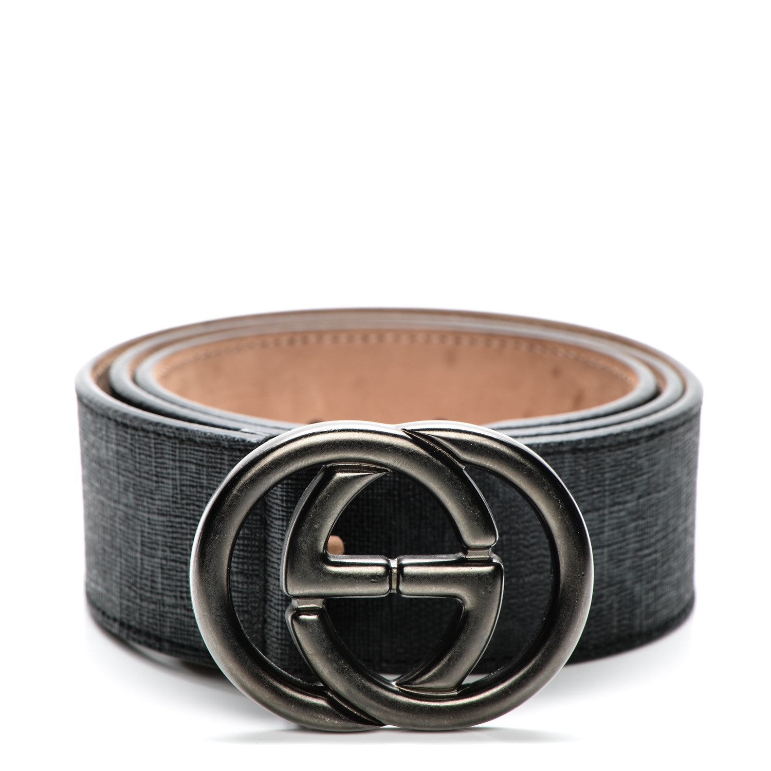 Gucci GG Supreme Monogram Interlocking G Belt 80 32 Black Grey 1 of 7