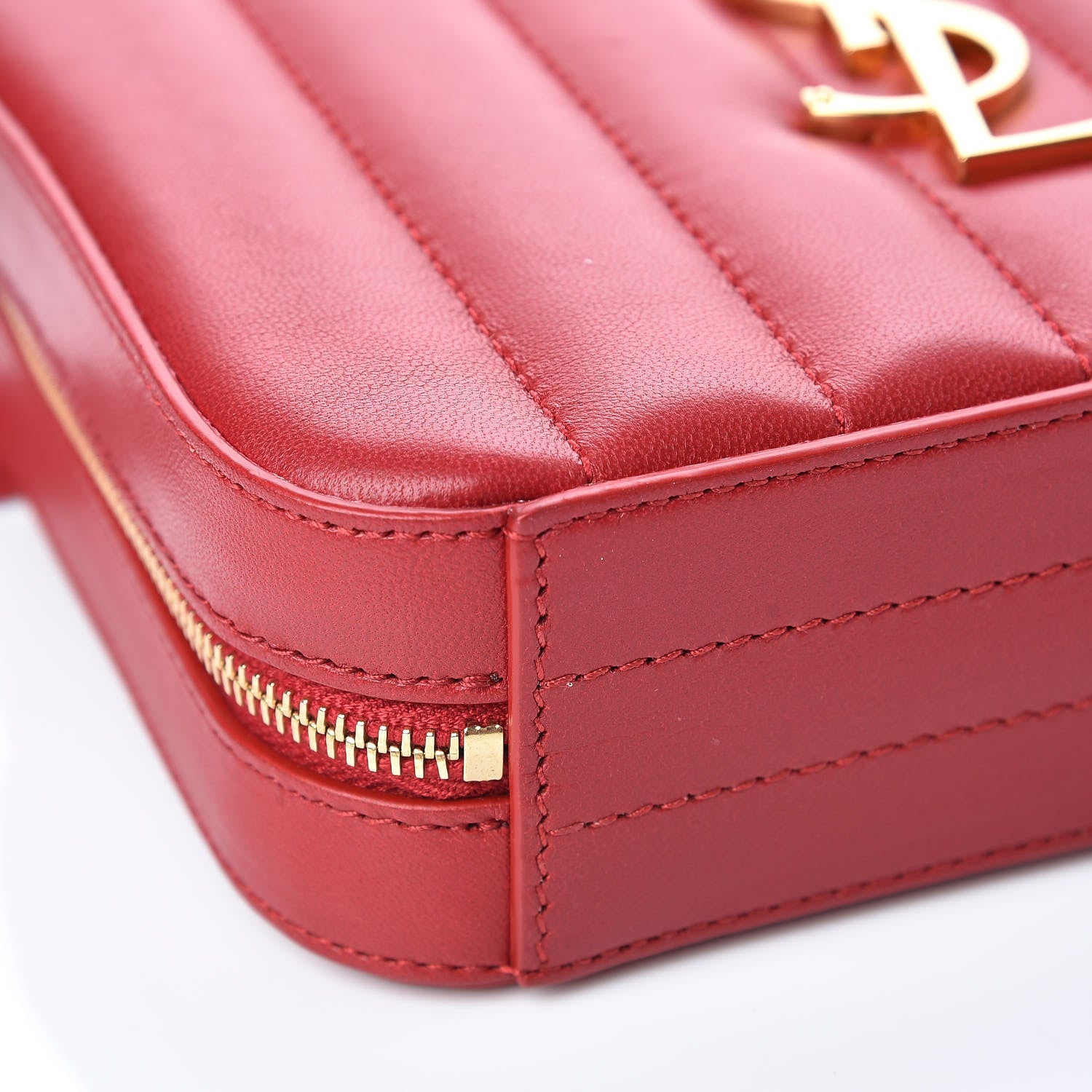 Saint Laurent Lambskin Matelasse Vicky Monogram Belt Bag Eros Red 7 of 8