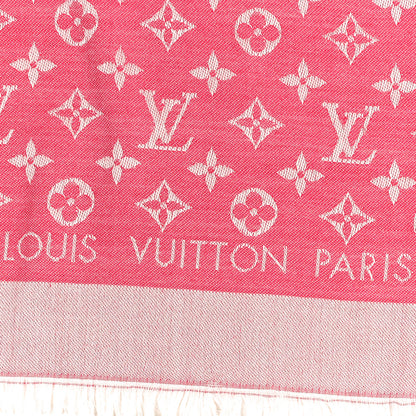 Louis Vuitton Wool Silk Monogram Denim Shawl Pivoine 3 of 10