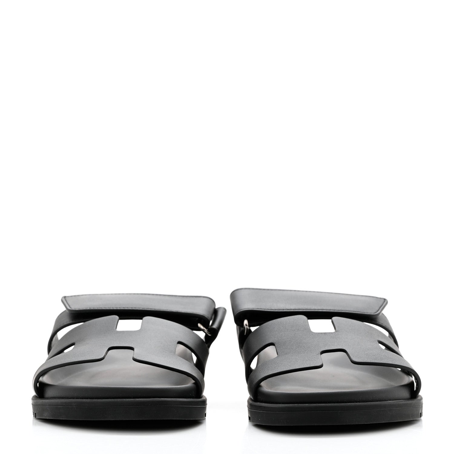 Hermes Calfskin Womens Chypre Sandals 36.5 Black 2 of 9