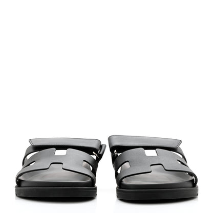 Hermes Calfskin Womens Chypre Sandals 36.5 Black 2 of 9