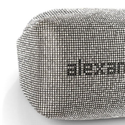 Alexander Wang Mesh Crystal Rhinestone Mini Scrunchie Clutch Black Silver 7 of 9