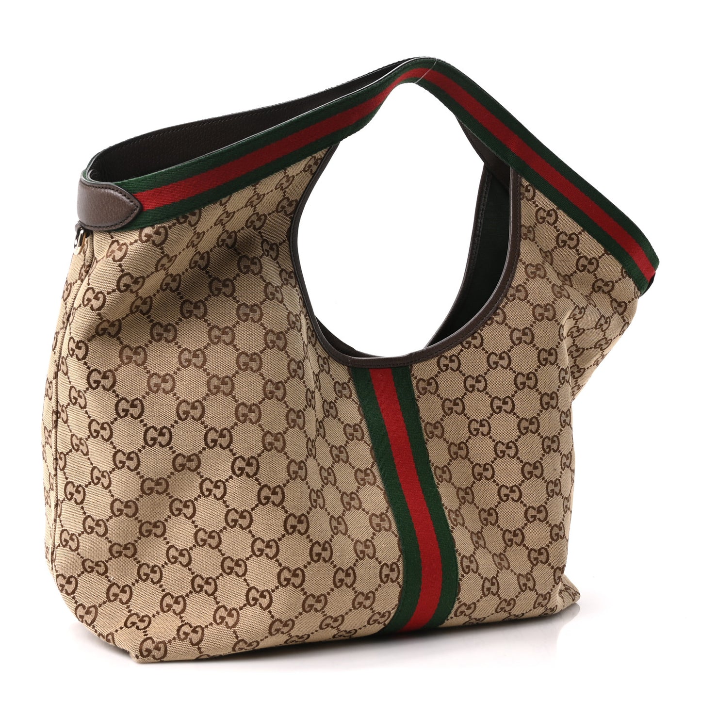 GG Monogram Web Large Giglio Tote Beige Brown