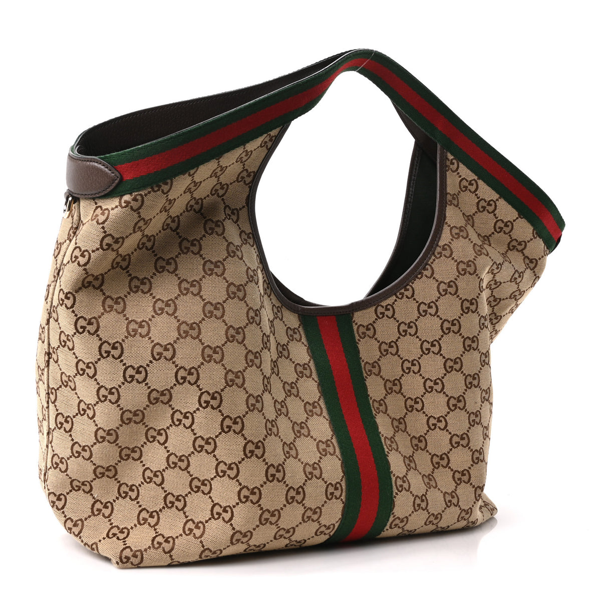 Gucci GG Monogram Web Large Giglio Tote Beige Brown 4 of 11