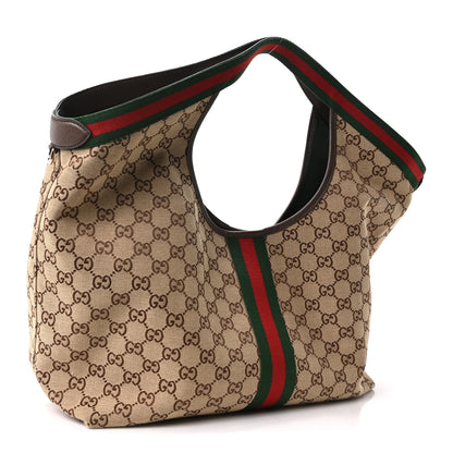 Gucci GG Monogram Web Large Giglio Tote Beige Brown 4 of 11