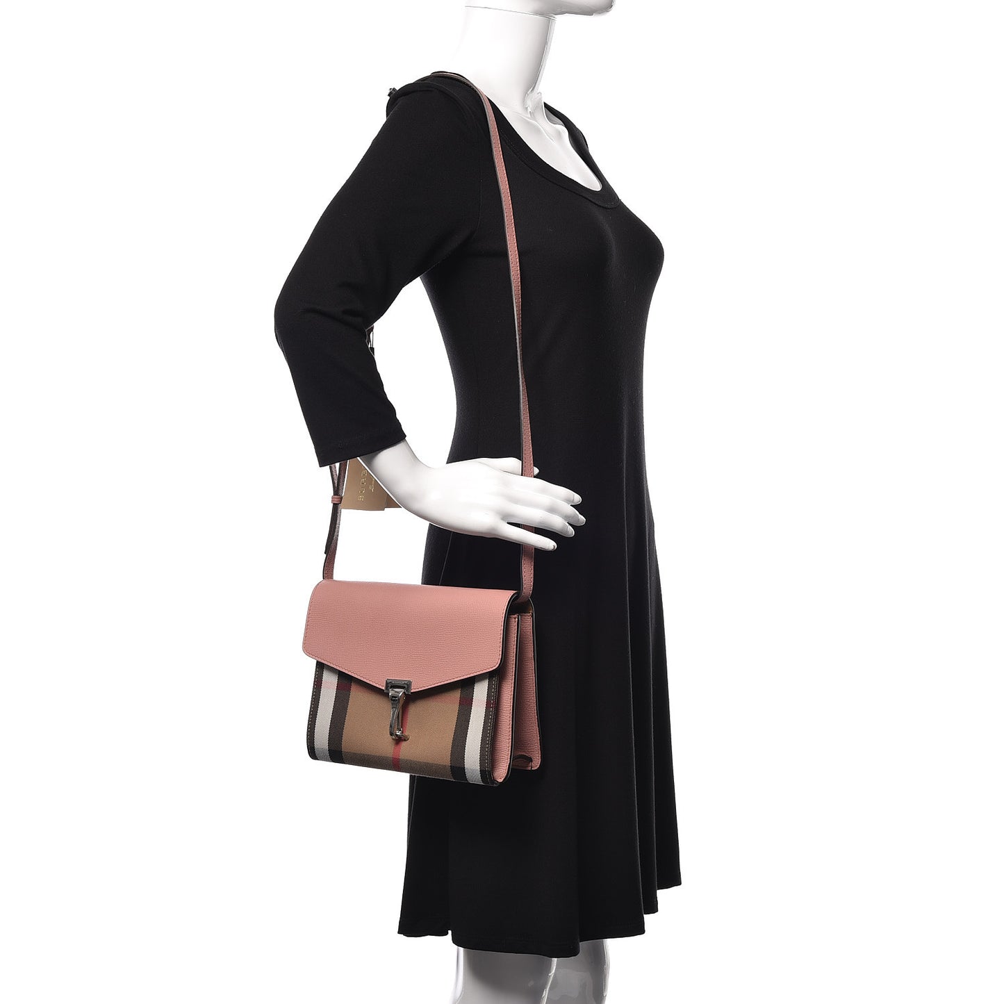 Derby Calfskin House Check Small Macken Crossbody Bag Dusty Rose