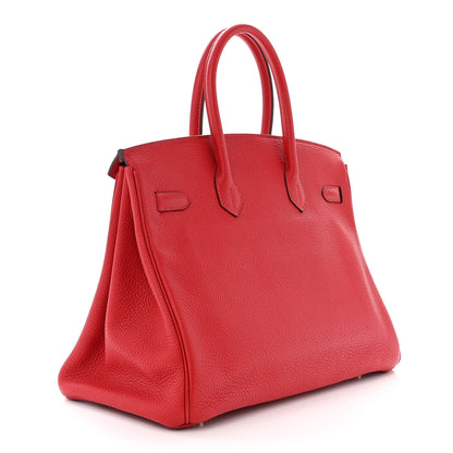 Hermes Taurillon Clemence Birkin 35 Rouge Casaque 3 of 12