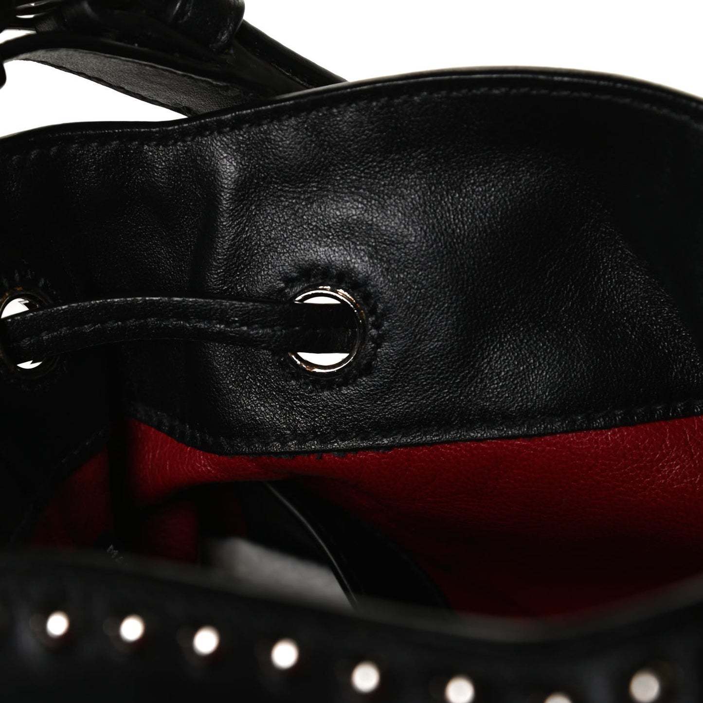Soft Calf Studded Bucket Bag Black