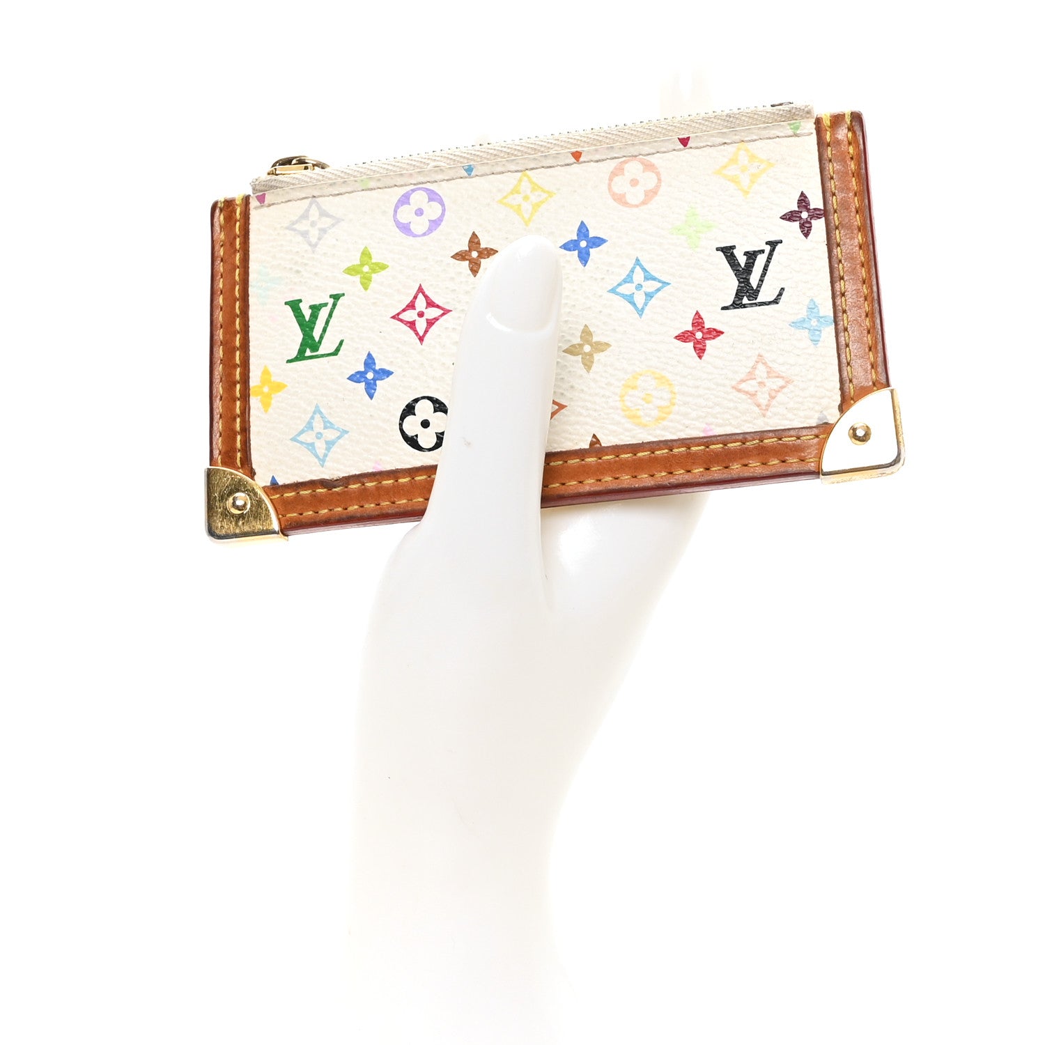 Louis Vuitton Monogram Multicolor Key Pouch White 2 of 7