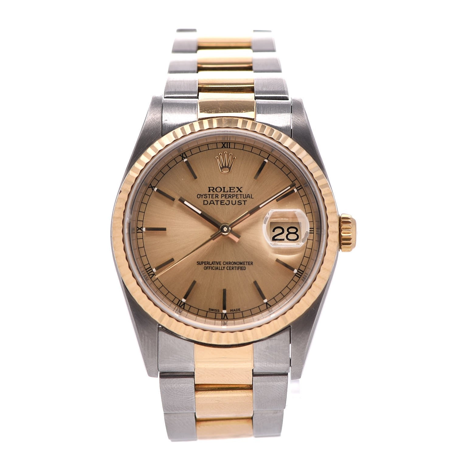 Rolex Stainless Steel 18K Yellow Gold 36mm Oyster Perpetual Datejust Watch Champagne 16233 1 of 8