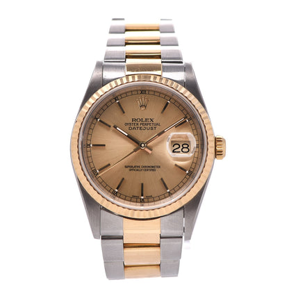 Rolex Stainless Steel 18K Yellow Gold 36mm Oyster Perpetual Datejust Watch Champagne 16233 1 of 8