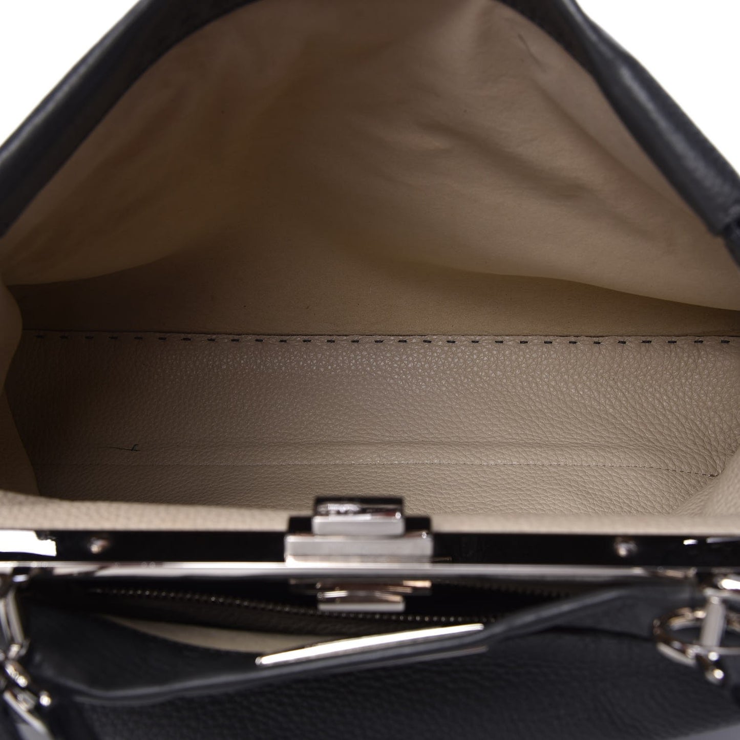 Cuoio Romano Selleria Bi-Color Large Peekaboo Iconic Satchel Asfalto Latte