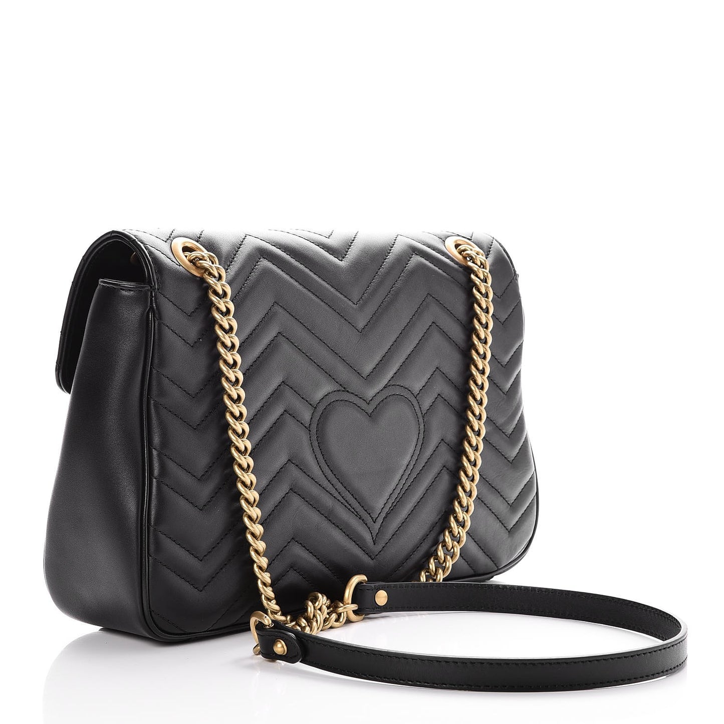 Calfskin Matelasse Medium GG Marmont Shoulder Bag Black
