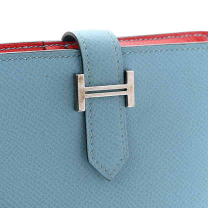 Hermes Epsom Verso Bearn Compact Wallet Bleu Du Nord Rouge De Coeur 8 of 8