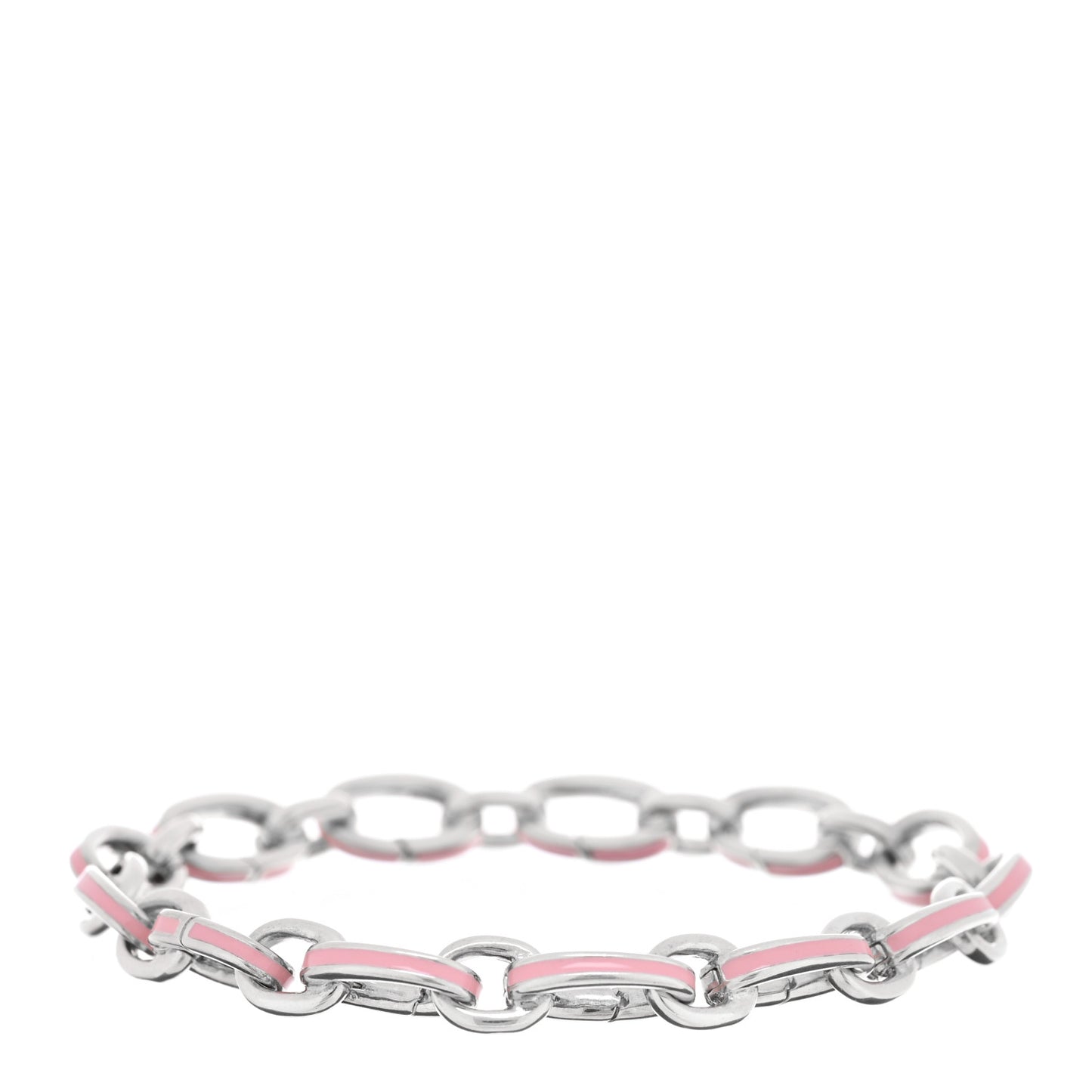 Sterling Silver Enamel Clasping Link Bracelet Pink