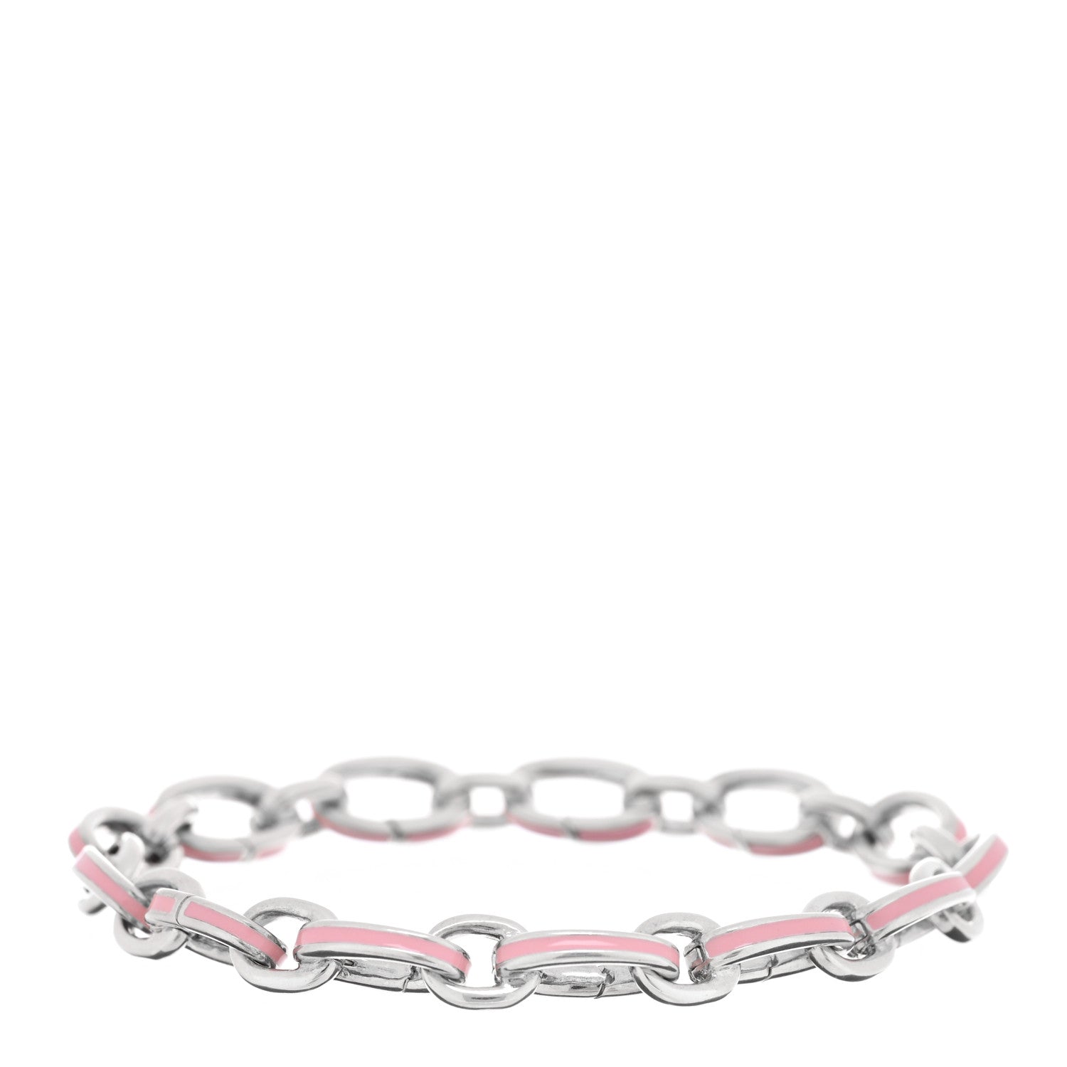 Tiffany Sterling Silver Enamel Clasping Link Bracelet Pink 1 of 4