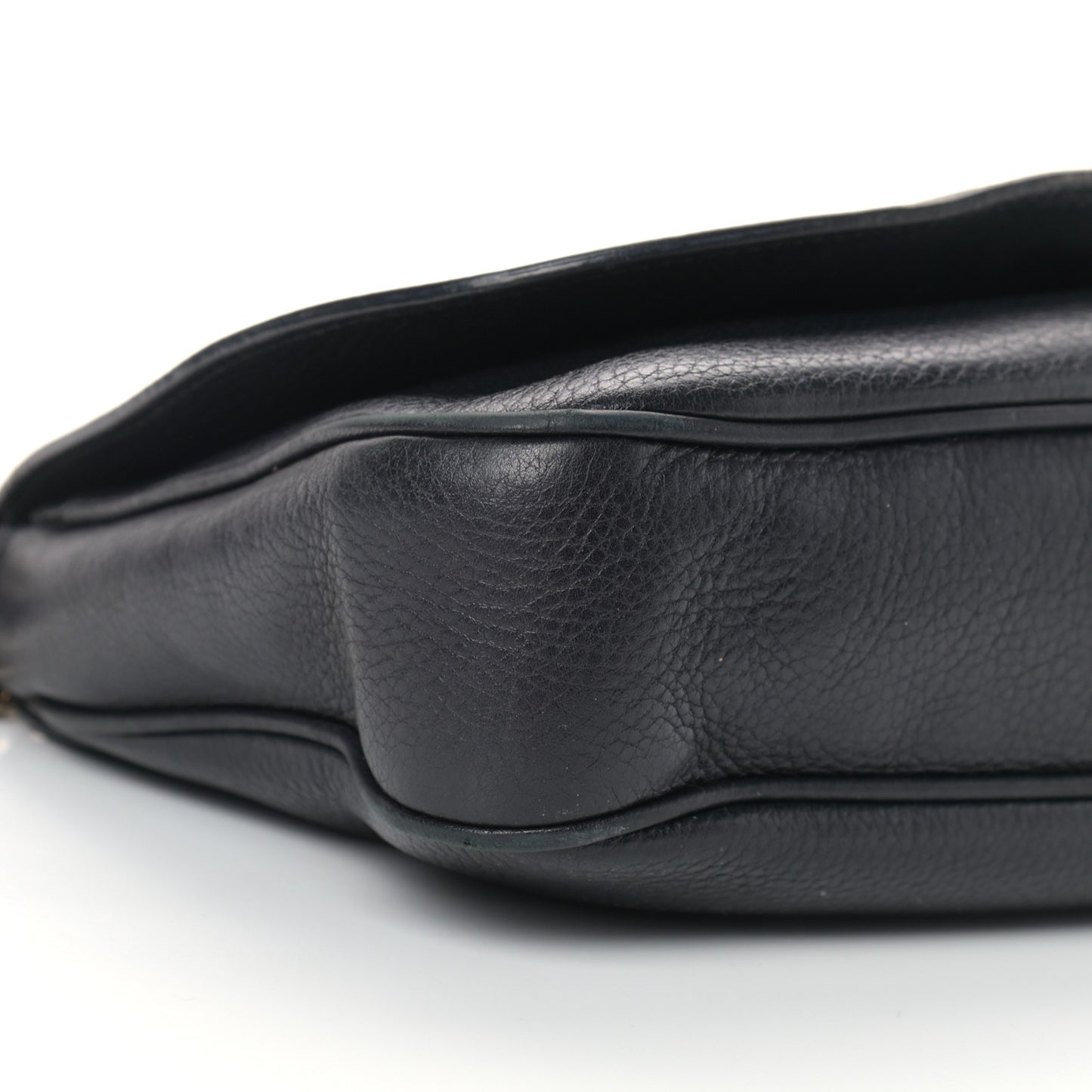 Pebbled Calfskin Medium Soho Flap Crossbody Black