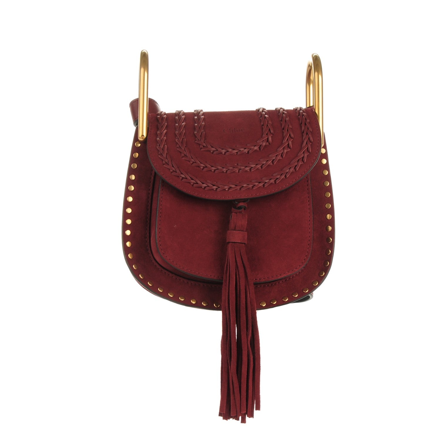 Chloe Suede Calfskin Braided Mini Hudson Shoulder Bag Sienna Red 1 of 7