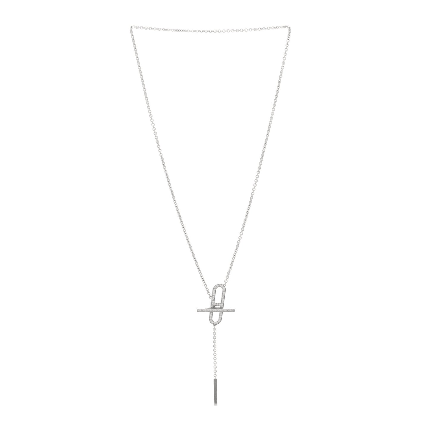 18K White Gold Diamond PM Ever Chaine D'Ancre Necklace ST