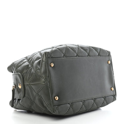 Chanel Calfskin Quilted Retro Chain Tote Green 3 of 10