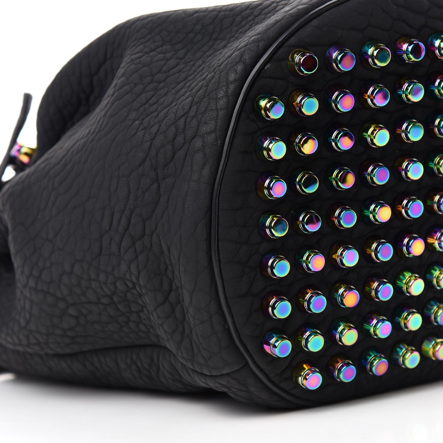 Pebbled Lambskin Diego Bucket Black Iridescent Hardware