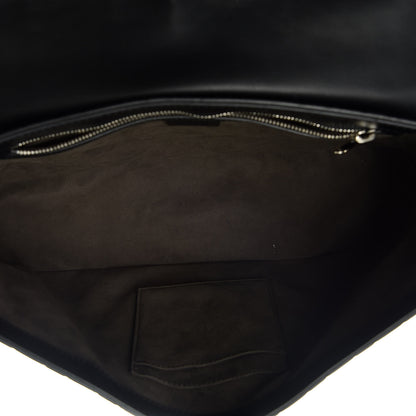 Gucci Guccissima Signature Medium Double Buckle Flap Messenger Bag Black 5 of 26